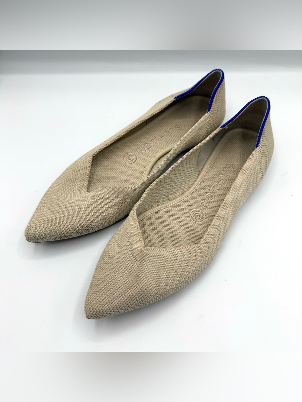 Rothy’s The Point Ballet Flats Women’s Size 7.5 Beige Knit Pointed Toe